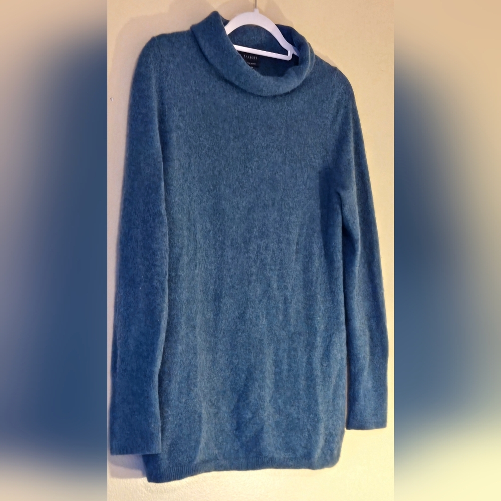 Talbots Pure Cashmere Turtleneck Sweater Slate Blue Med Long Sleeve Quiet Luxury